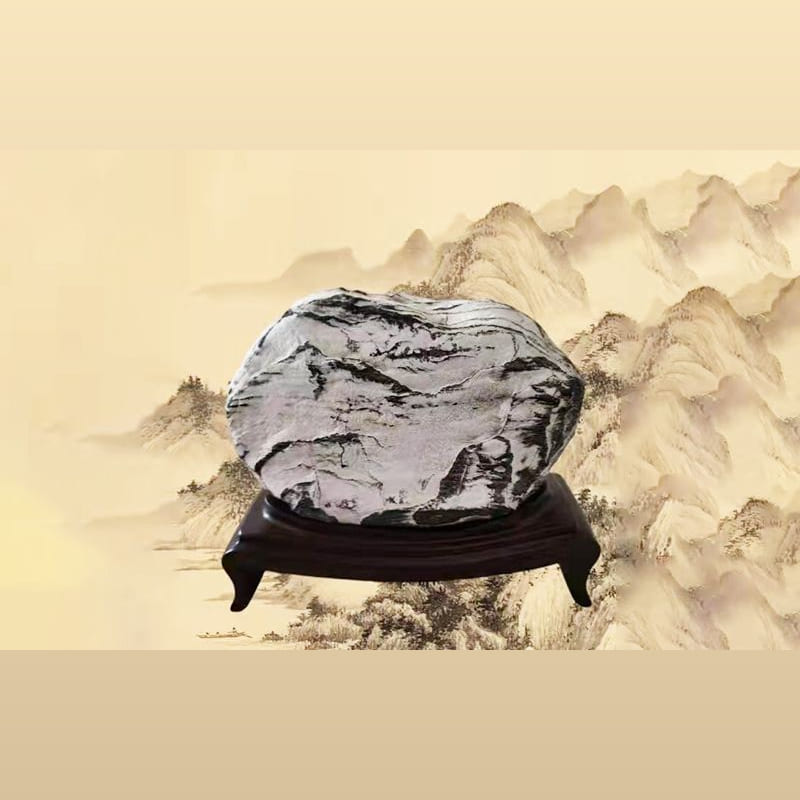 潦河墨画石