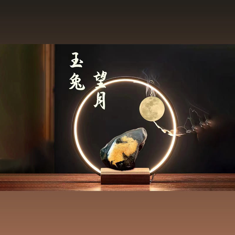 玉兔望月 · 炭河金纹石
